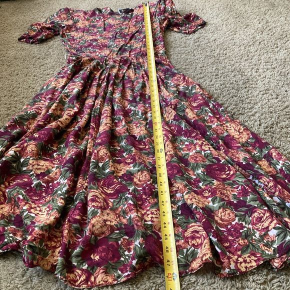 ED Michaels Vintage 80s Floral Dress Button Down Back w Pockets Romantic 11/12* - Picture 9 of 13